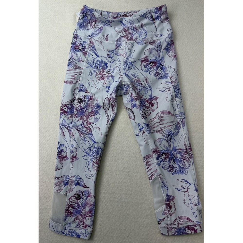 Calia by Carrie Underwood Womens Floral Crop Leggings White Purple Size M